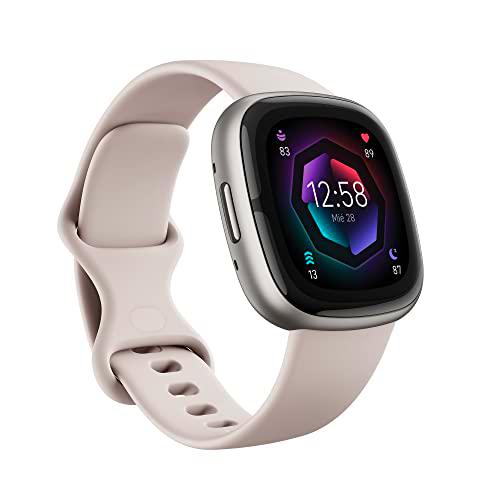Fitbit Sense 2,Lunar White/Platinum Smartwatch, Unisex-Adult, One Size