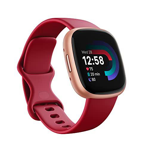 Fitbit Versa 4, Rojo cereza/Aluminio rosa cobrizo Smartwatch