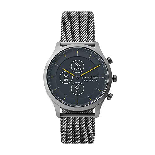 Skagen Smartwatch para hombre Hybrid HR 42 en acero inoxidable gris con correa de malla de acero inoxidable gris, SKT3002