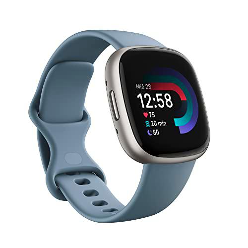Fitbit Versa 4, Azul menta/Aluminio platino Smartwatch