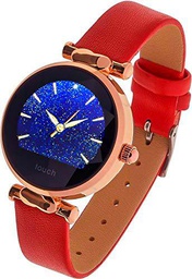 Garett Lisa - Reloj Inteligente de Piel, Color Rojo y Dorado