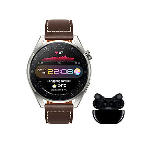 HUAWEI Watch 3 Pro Classic + Freebuds Pro Negro - Smartwatch de titanio 4G con pantalla de zafiro AMOLED de 1,43''