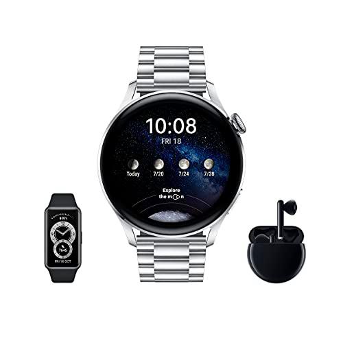 HUAWEI Watch 3 Elite + Freebuds 3 Negro + Band 6 - Smartwatch 4G con pantalla táctil 1.43'' AMOLED