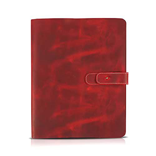 Londo - Funda de Cuero Genuino para Tableta con Dos Ranuras para Tarjetas y Soportes para bolígrafos / lápices de Apple (Rojo, 12.9 Inch)