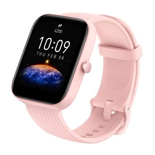 Amazfit Bip 3 SmartWatch con pantalla a color grande de 1,69&quot; 50 Esferas Reloj con 60 modos deportivos 5 ATM Resistente 14 días Duración de la Batería con Frecuencia cardíaca Monitor de SpO2 Rosa