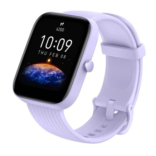 Amazfit Bip 3 SmartWatch con pantalla a color grande de 1,69&quot; 50 Esferas Reloj con 60 modos deportivos 5 ATM Resistente 14 días Duración de la Batería con Frecuencia cardíaca Monitor de SpO2 Violeta