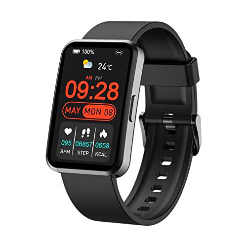 IOWODO R5 Smartwatch,Reloj Inteligente Hombre Mujer con Oxímetro(SpO2),1.57'' Pantalla con Mensajes Notificación,Pulsómetro,Podómetro,Sueño,Pulsera de Actividad Impermeable IP67 para Andriod e iOS
