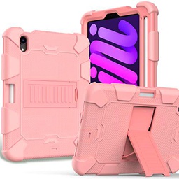 Anewone Funda para iPad Mini6, con Kickstand, Shock a Prueba de Choque Rugoso-Rose Pink