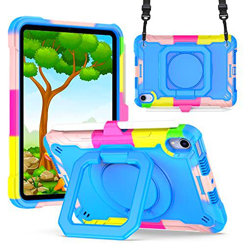 Anewone Funda para iPad Mini 6 2021 -360 Grado Case Rugoso a Prueba de Choque para iPad Mini 6th Generation-Azul Colorido