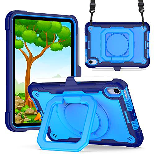 Anewone Funda para iPad Mini 6 2021 -360 Grado Case Rugoso a Prueba de Choque para iPad Mini 6th Generation-Azul Marino