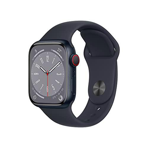 Apple Watch Series 8 (GPS + Cellular, 41mm) Reloj Inteligente con Caja de Aluminio en Color Medianoche