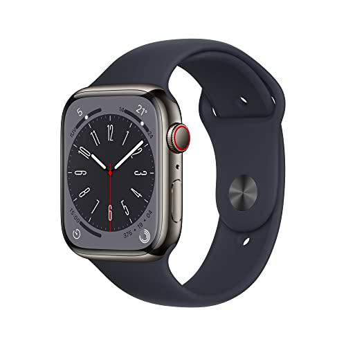 Apple Watch Series 8 (GPS + Cellular, 45mm) Reloj Inteligente con Caja de Acero Inoxidable en Grafito