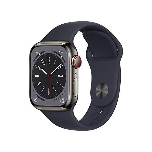 Apple Watch Series 8 (GPS + Cellular, 41mm) Reloj Inteligente con Caja de Acero Inoxidable en Grafito