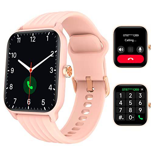 IOWODO Smartwatch,1.85&quot; Reloj Inteligente Mujer con Llamadas Bluetooth Whatsapp Mensajes Notificación Alexa SpO2 Pulsómetro Sueño Podómetro Calorías,100 Modos Deportivos para iOS Android