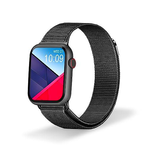 DCU TECNOLOGIC - Smartwatch Color Full 2 - Reloj Inteligente con 2 Correas: Negro y Metal
