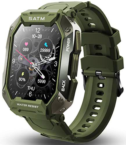 Bengux smartwatch Hombre,Reloj Inteligente Hombre,5ATM Impermeable 1.72&quot; Pantalla con Monitor de Sueño Monitores Oxígeno Sanguíneo Presión Arterial Frecuencia Cardíaca para Android iOS