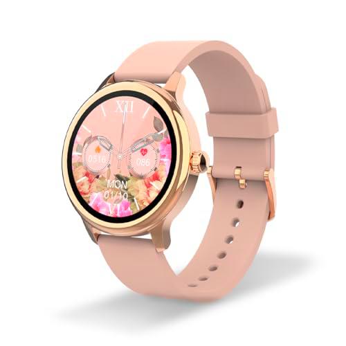 DCU Tecnologic - Smartwatch Sophie - Reloj Inteligente Mujer Rose Gold Case con Correa en Silicona Rosa