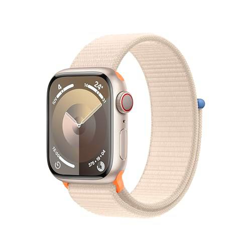Apple Watch Series 9 [GPS + Cellular] Smartwatch con Caja de Aluminio en Blanco Estrella de 41 mm y Correa Loop Deportiva Blanco Estrella