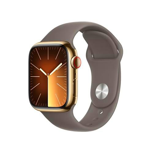 Apple Watch SE de 2.ª generación, 2023 [GPS + Cellular] Smartwatch con Caja de Acero Inoxidable en Oro de 41 mm y Correa Deportiva Color Arcilla