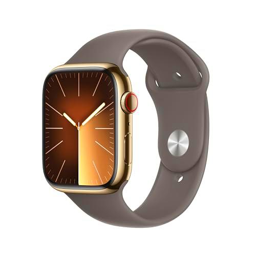 Apple Watch SE de 2.ª generación, 2023 [GPS + Cellular] Smartwatch con Caja de Acero Inoxidable en Oro de 45 mm y Correa Deportiva Color Arcilla