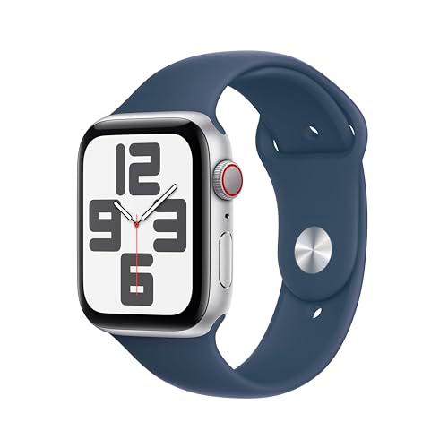 Apple Watch SE de 2.ª generación, 2023 [GPS + Cellular] Smartwatch con Caja de Aluminio en Plata de 44 mm y Correa Deportiva Azul tempestad