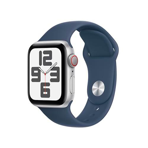Apple Watch SE de 2.ª generación, 2023 [GPS + Cellular] Smartwatch con Caja de Aluminio en Plata de 40 mm y Correa Deportiva Azul tempestad