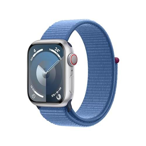 Apple Watch Series 9 [GPS + Cellular] Smartwatch con Caja de Aluminio en Plata de 41 mm y Correa Loop Deportiva Azul Invierno
