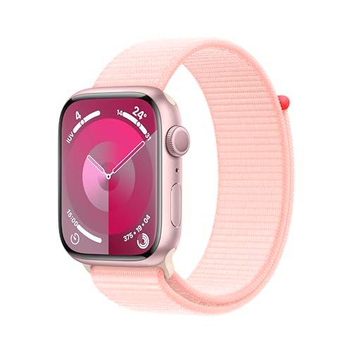 Apple Watch Series 9 [GPS] Smartwatch con Caja de Aluminio en Rosa de 45 mm y Correa Loop Deportiva Rosa Claro