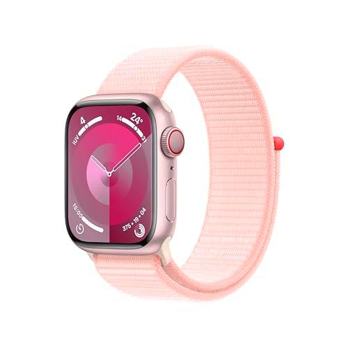 Apple Watch Series 9 [GPS + Cellular] Smartwatch con Caja de Aluminio en Rosa de 41 mm y Correa Loop Deportiva Rosa Claro
