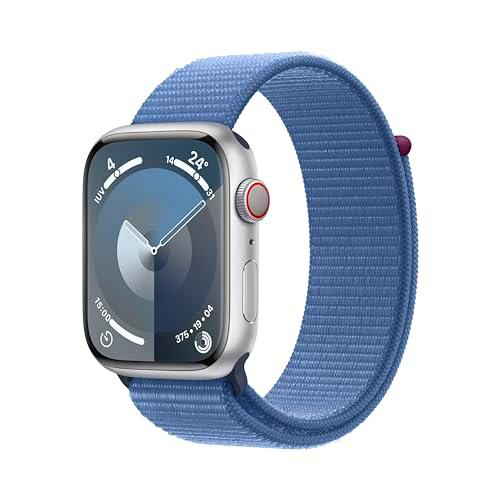 Apple Watch Series 9 [GPS + Cellular] Smartwatch con Caja de Aluminio en Plata de 45 mm y Correa Loop Deportiva Azul Invierno