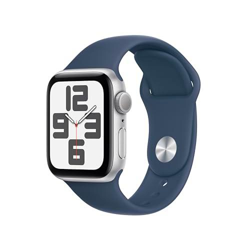 Apple Watch SE de 2.ª generación, 2023 [GPS] Smartwatch con Caja de Aluminio en Plata de 40 mm y Correa Deportiva Azul tempestad