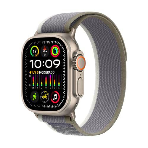 Apple Watch Ultra 2 [GPS + Cellular] Smartwatch con Caja de Titanio Resistente de 49 mm y Correa Loop Trail Verde/Gris