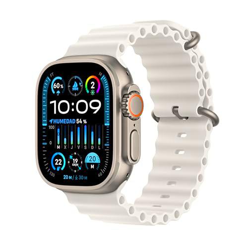 Apple Watch Ultra 2 [GPS + Cellular] Smartwatch con Caja de Titanio Resistente de 49 mm y Correa Ocean Blanca