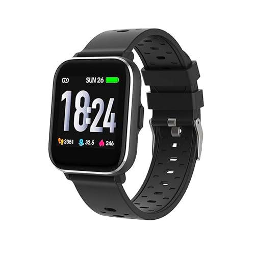 PRENDELUZ Smartwatch Negro, Reloj Inteligente con Bluetooth