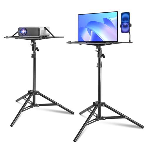 VEVOR Soporte para Proyector, Trípode para Computadora Portátil con Bandeja y Soporte para Teléfono con Cuello de Cisne Altura Ajustable de 685-1600 mm para Películas al Aire Libre